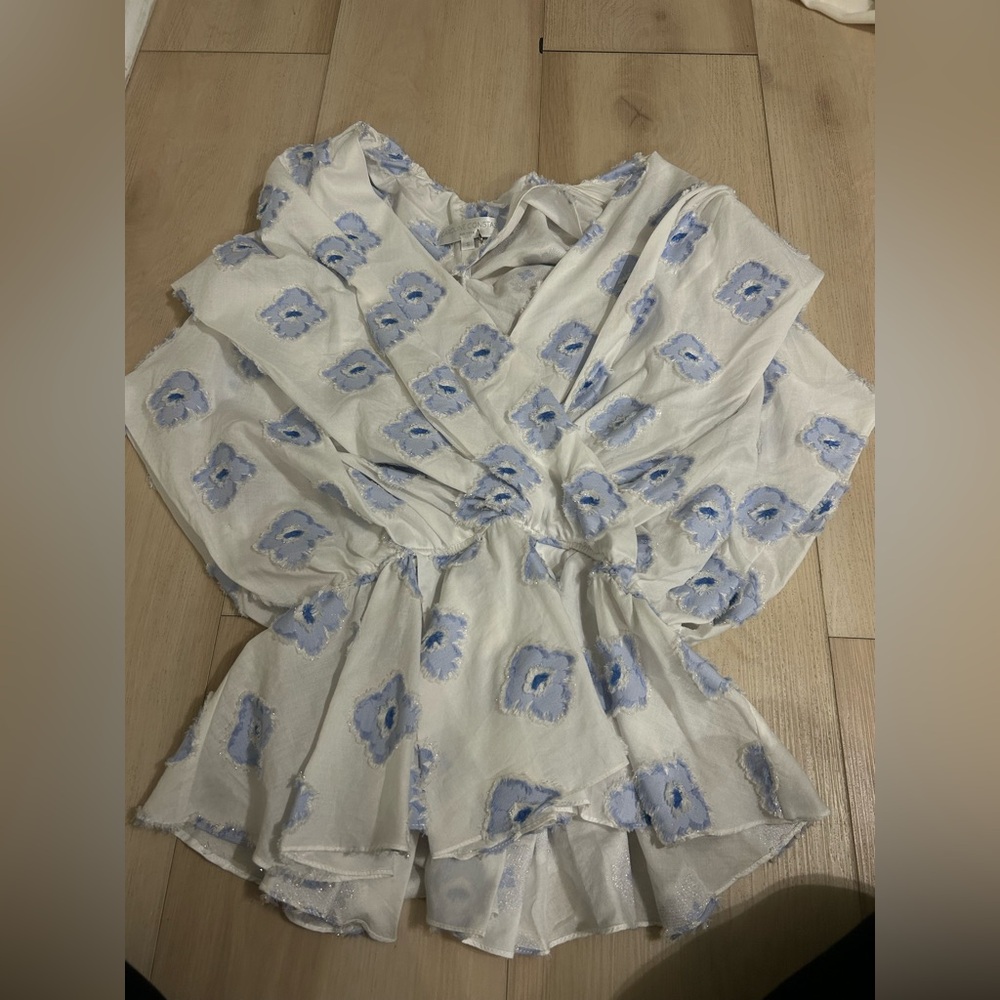 Caroline Constas Blue Floral Top size s